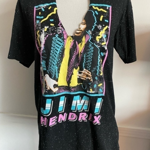 Rockin Artwork • Black Speckled Jimi Hendrix Tee Shirt - Picture 2 of 6